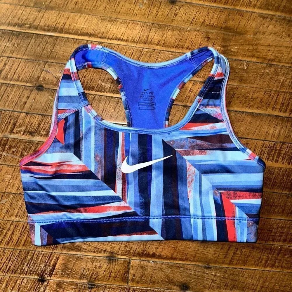 Nike dri-fit blue abstract athleisure S racerback sports bra